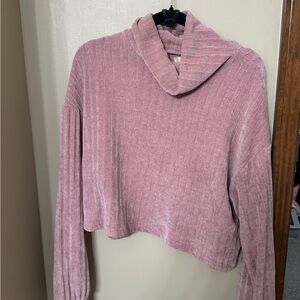 Altar'd State Mauve Cowl Neck Cropped Sweater